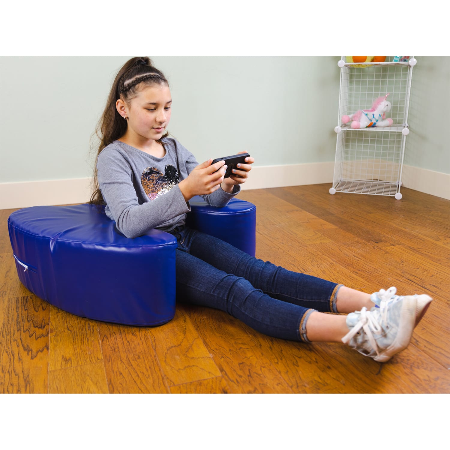 Bouncyband Soft Squeeze Sensory Chair 9inH x 26inW x 28inD Blue PopularChairscom Bouncyband Soft Squeeze Sensory Chair 9inH x 26inW x 28inD Blue PopularChairscom
