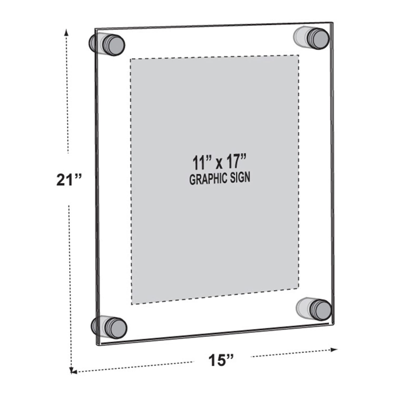 Azar Displays Acrylic Standoff Sign Holder, Ledger Size, 15in x 21in, Clear - Image 3