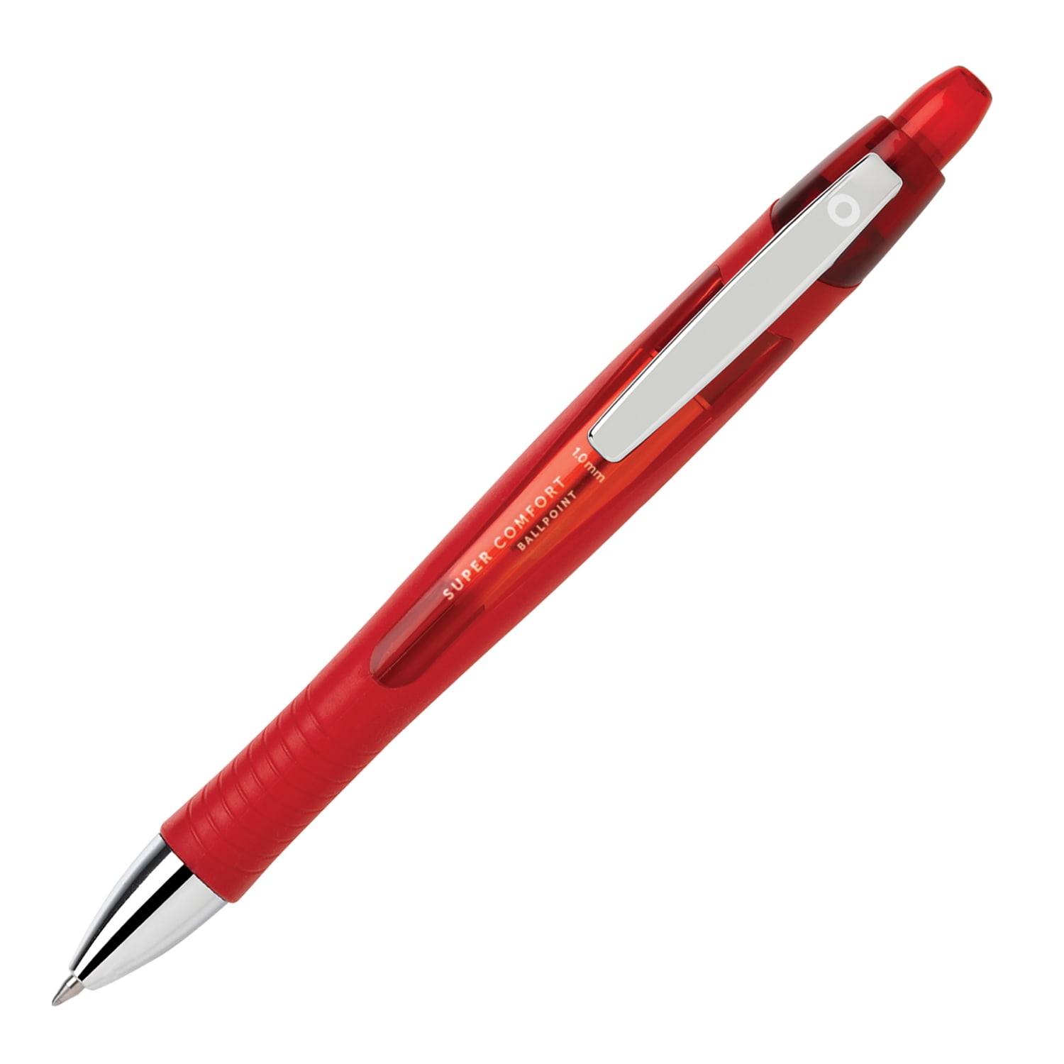 Office Depot Brand Super Comfort Grip Retractable Ballpoint Pens, Medium Point, 1.0 mm, Red Barrels, Red Ink, Pack Of 12 - Image 4