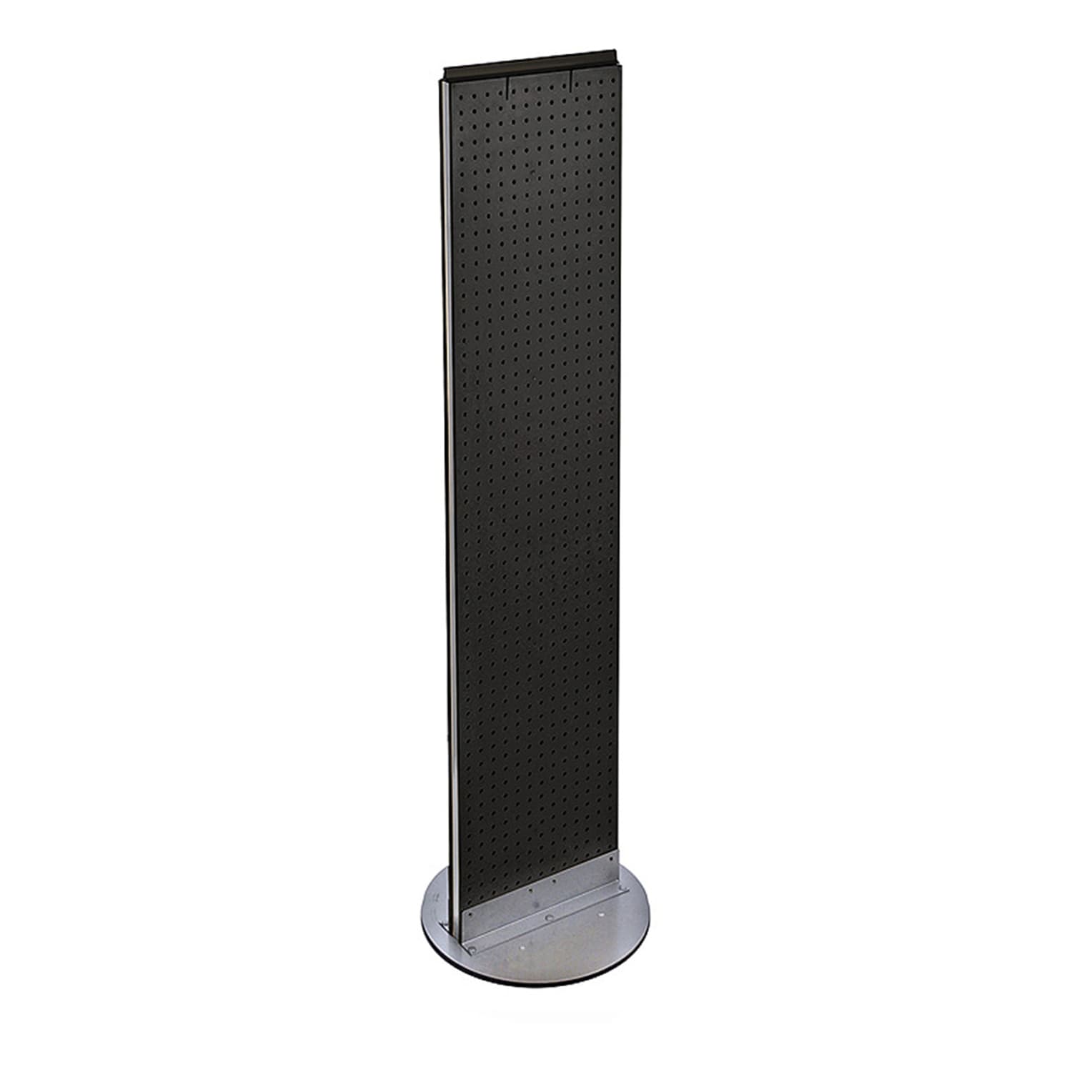 Azar Displays 2-Sided Pegboard Floor Display With Revolving Base, 60inH x 13-1/2inW x 16inD, Black
