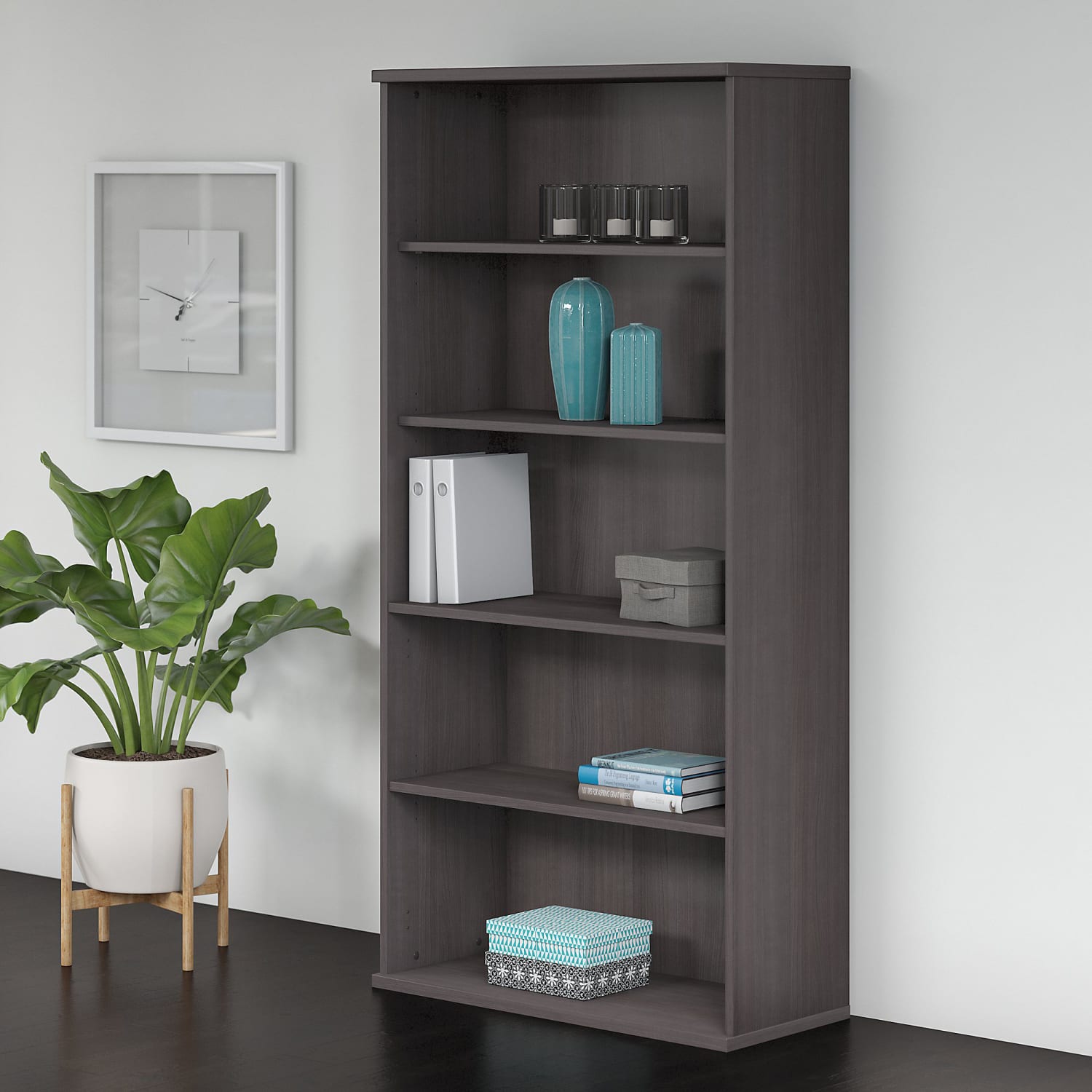 Bush Business Furniture Studio C 73inH 5-Shelf Bookcase, Storm Gray, Standard Delivery - Image 3
