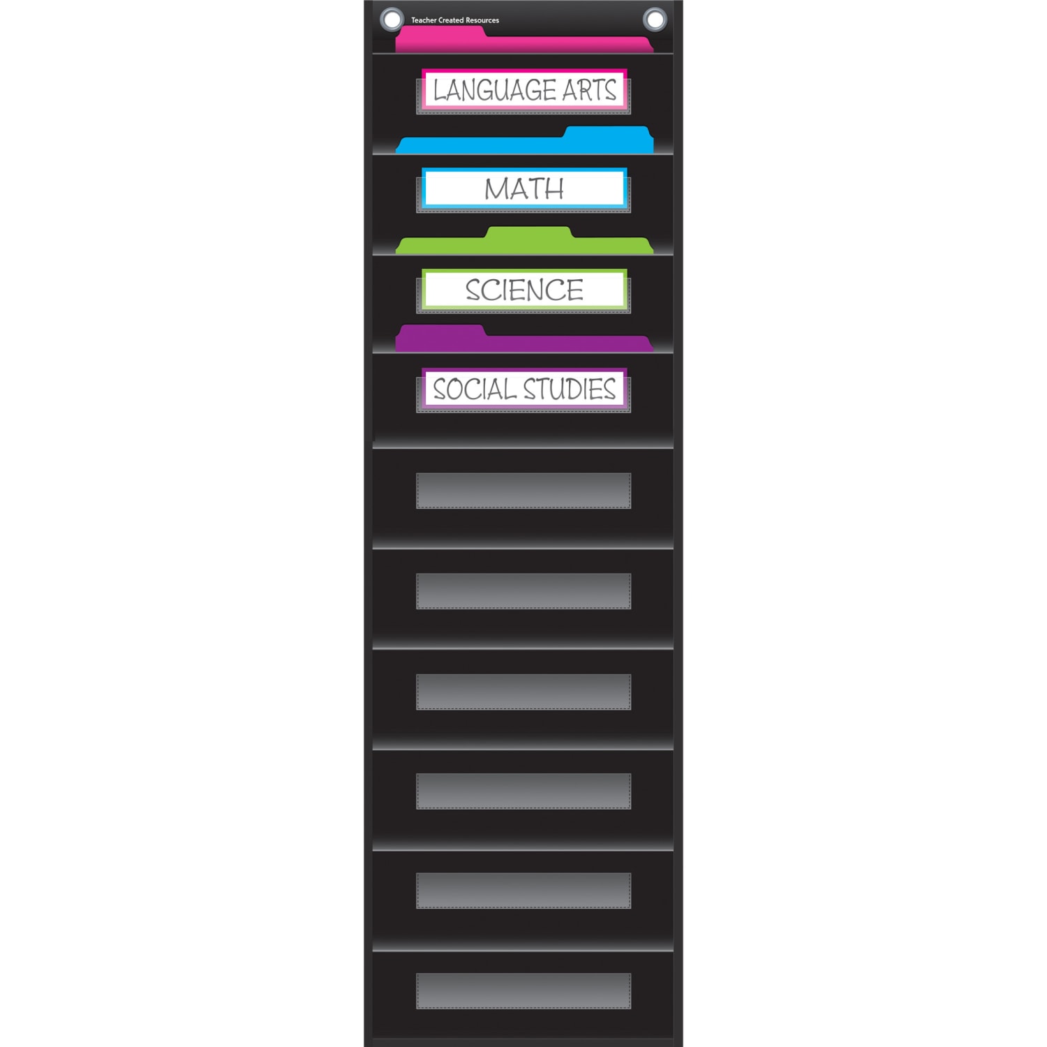 Teacher Created Resources File Storage Pocket Chart, 10 Pockets, 14in x 58in, Black - Image 3