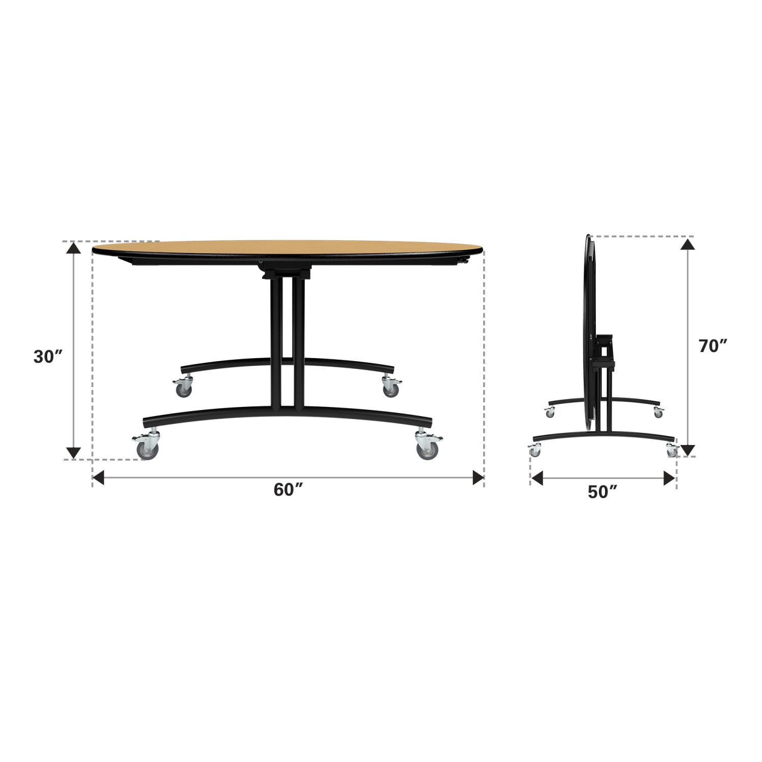 Palmer Hamilton PHlip Mobile Flip Top Multipurpose Table, 30in x 60in, Fusion Maple - Image 3