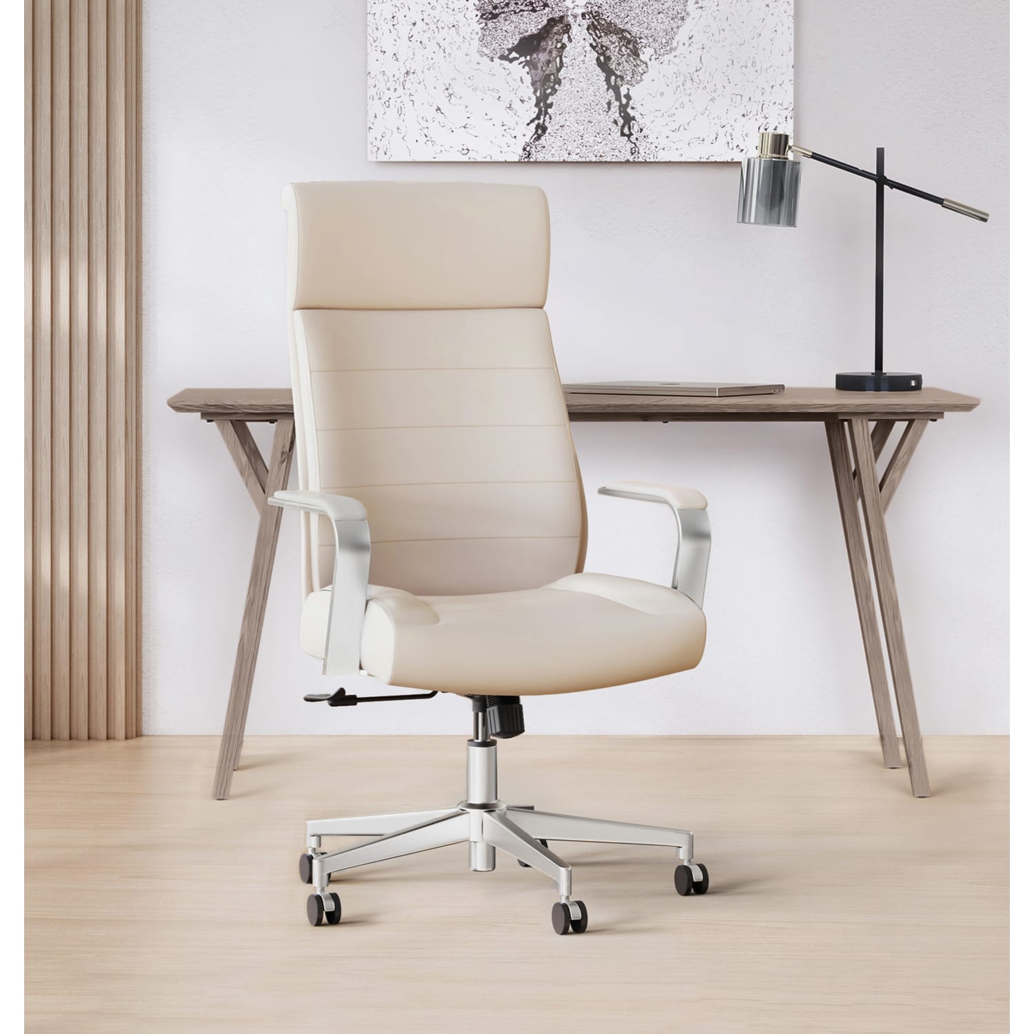 Realspace Modern Comfort Modee Vegan Leather High-Back Executive Office Chair, Sand/Chrome, BIFMA Compliant - Image 3