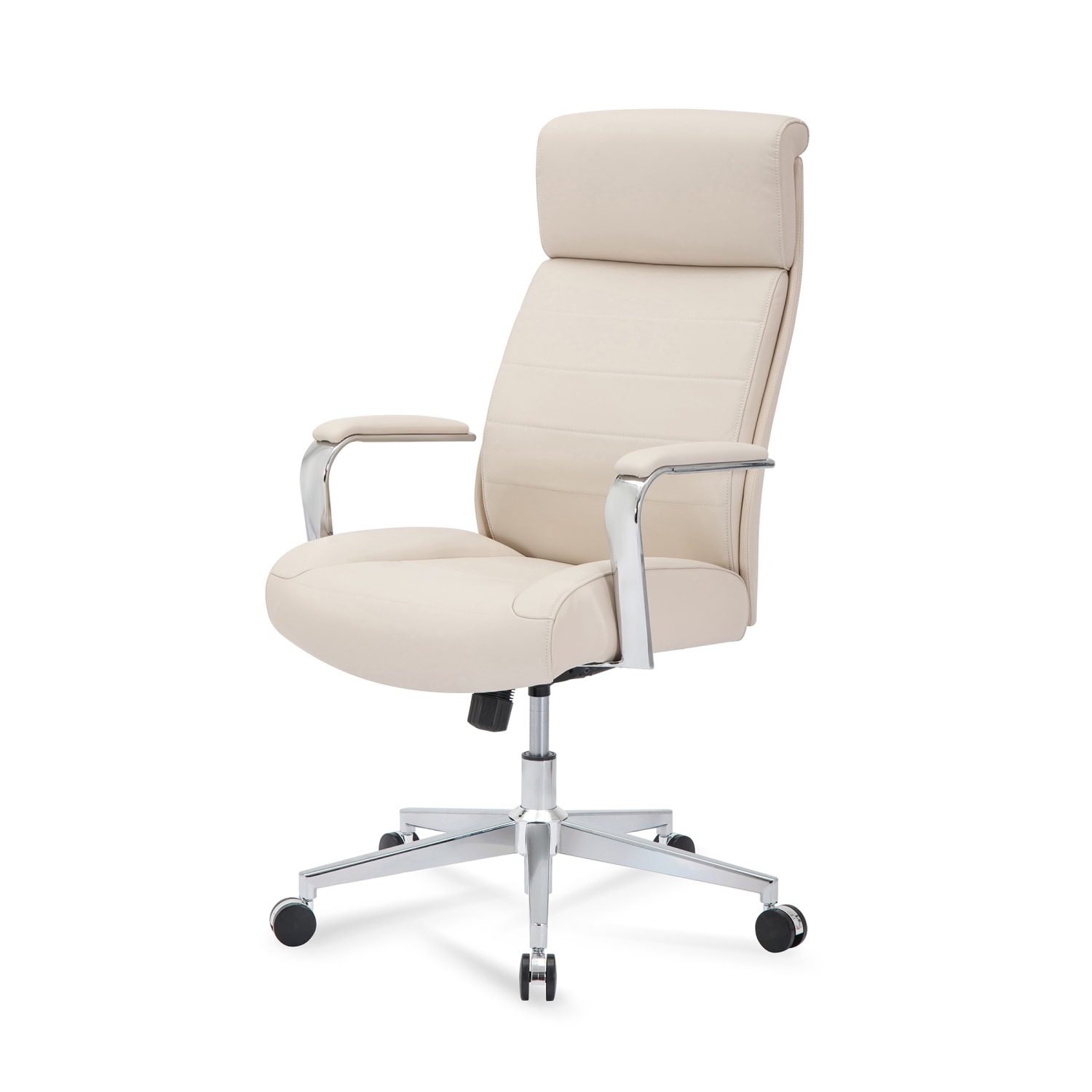 Realspace Modern Comfort Modee Vegan Leather High Back Executive Office Chair SandChrome BIFMA Compliant PopularChairscom