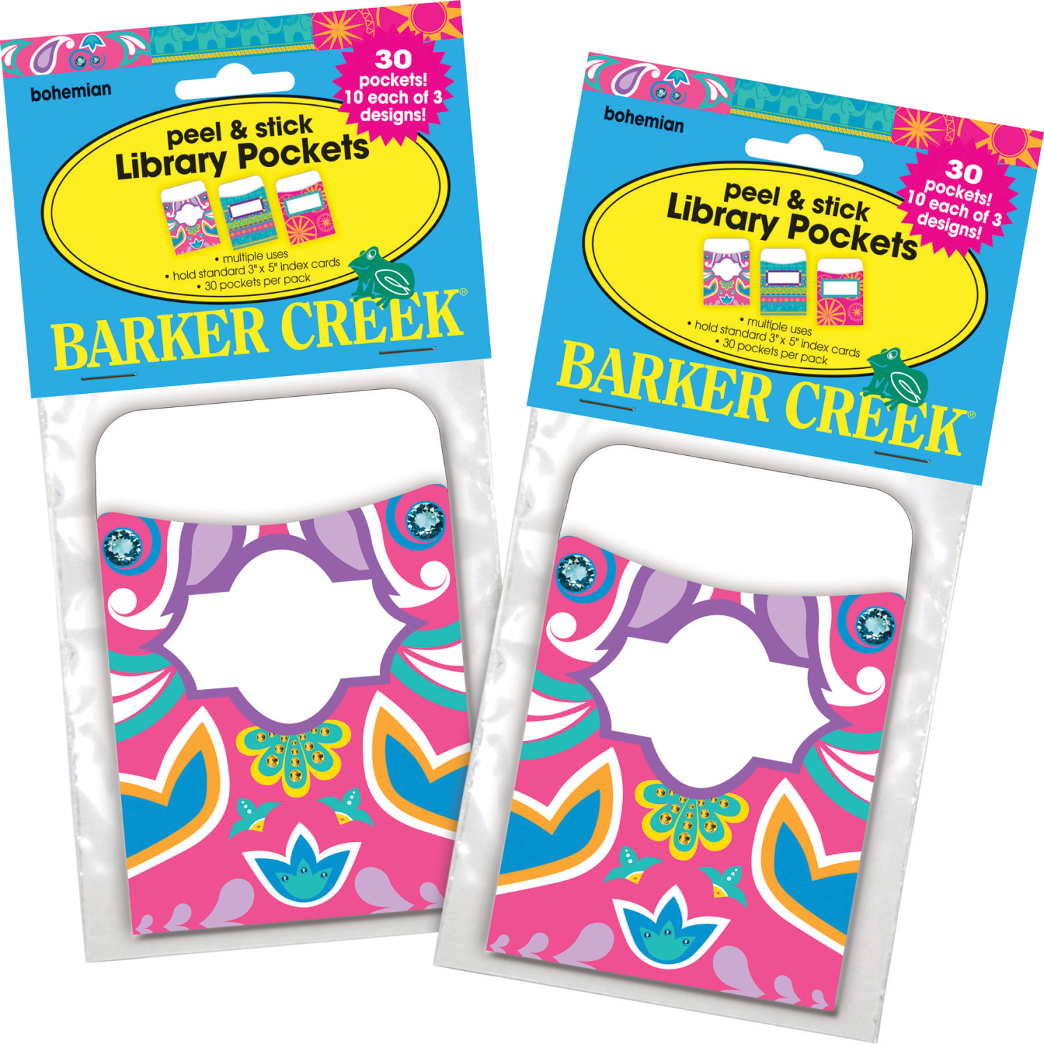 Barker Creek Peel & Stick Library Pockets, 3in x 5in, Bohemian, Pack Of 60 Pockets - Image 6