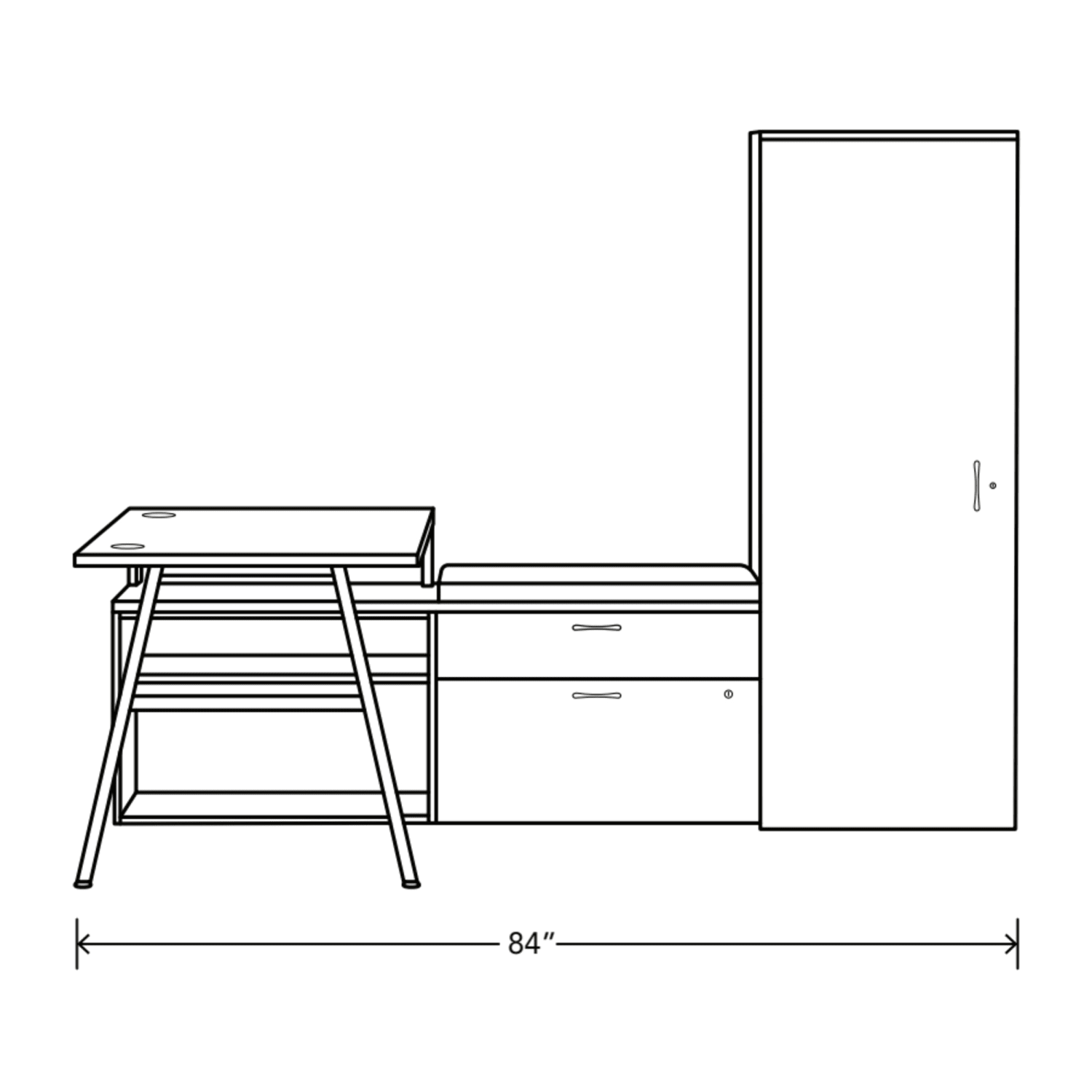 HON Mod 84inW Table Computer Desk With 2 Storage Credenzas And Wardrobe, Desert Oak/Black/Cool Neutral - Image 3