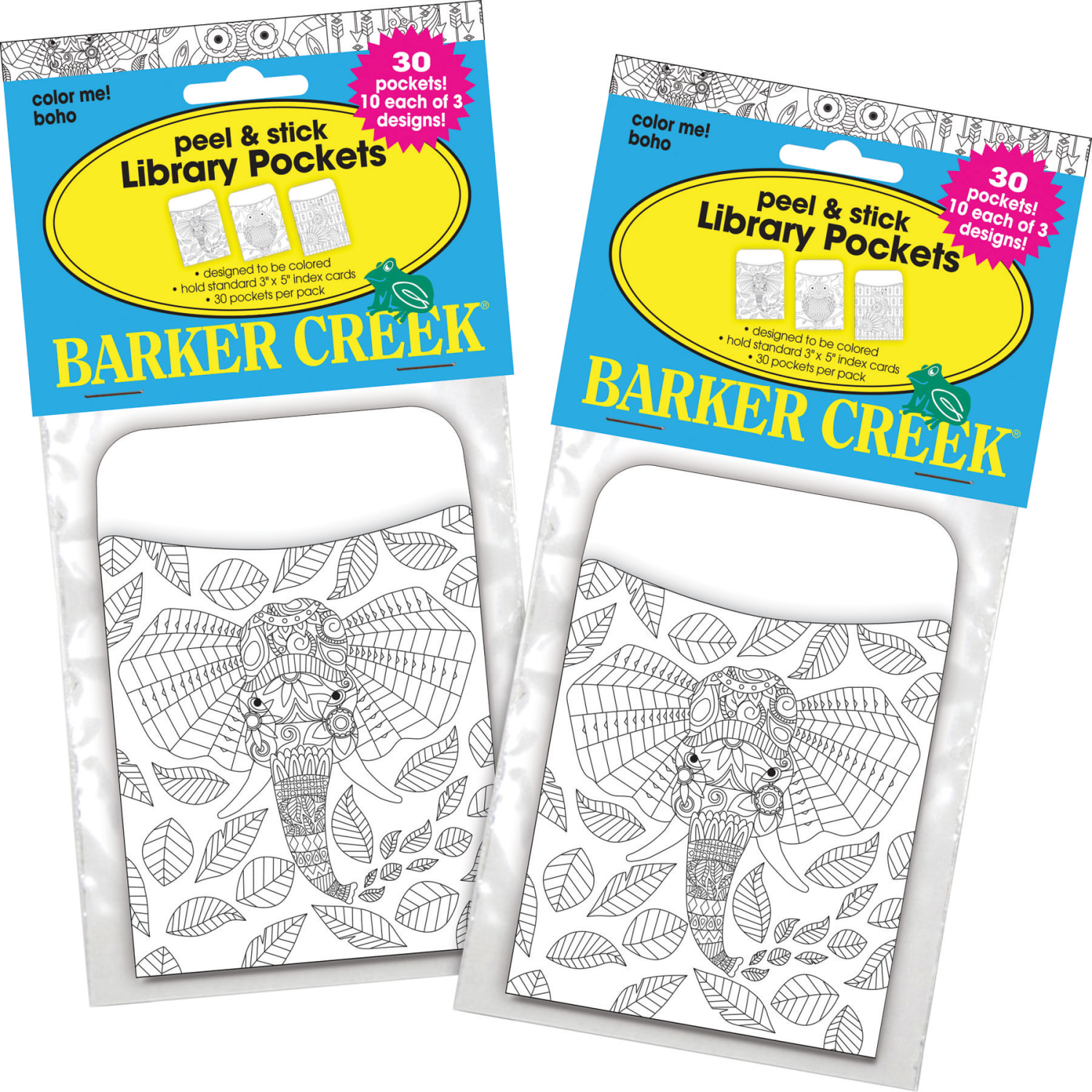 Barker Creek Peel & Stick Library Pockets, 3in x 5in, Color Me Bohemian Animals, Pack Of 60 Pockets - Image 6