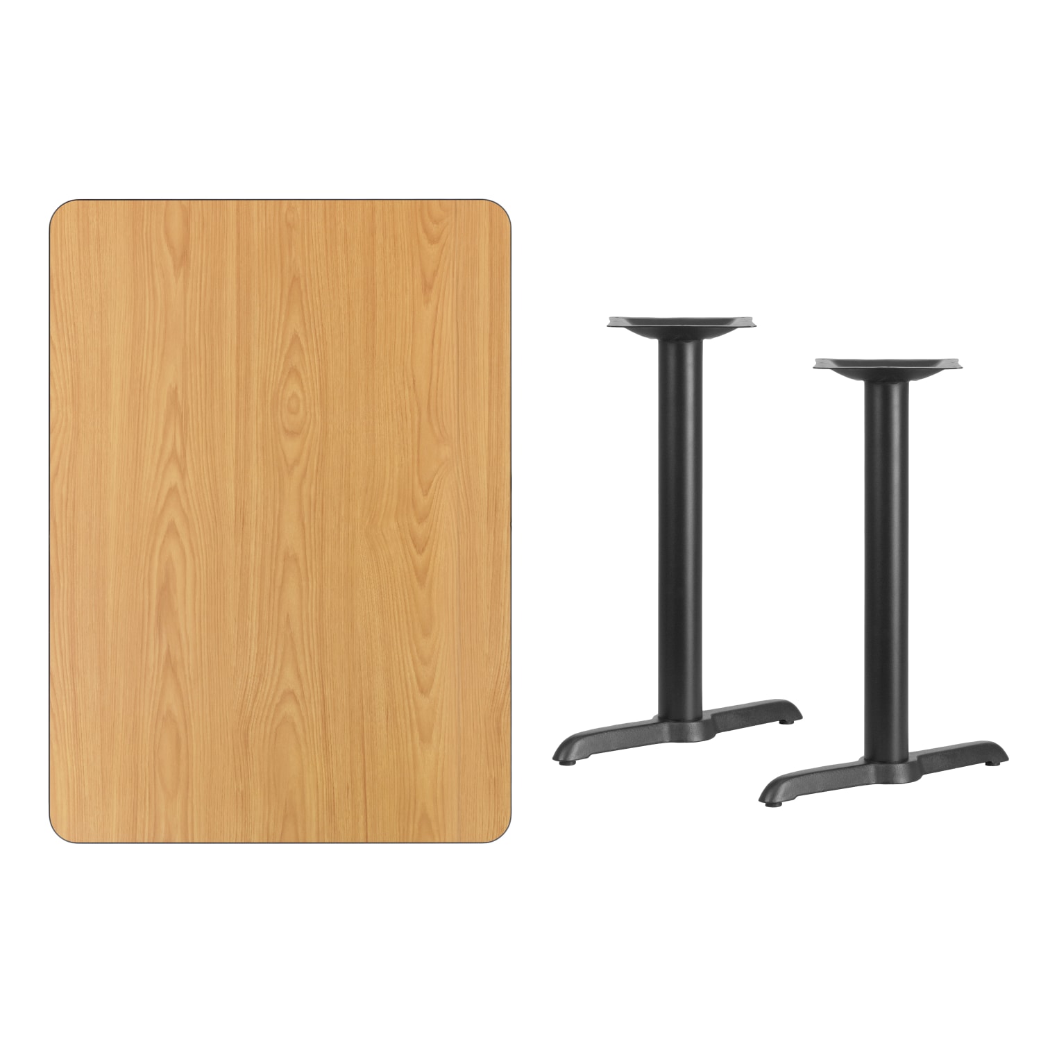 Flash Furniture Laminate Rectangular Table Top With Table-Height Bases, 31-1/8inH x 30inW x 42inD, Natural/Black - Image 5
