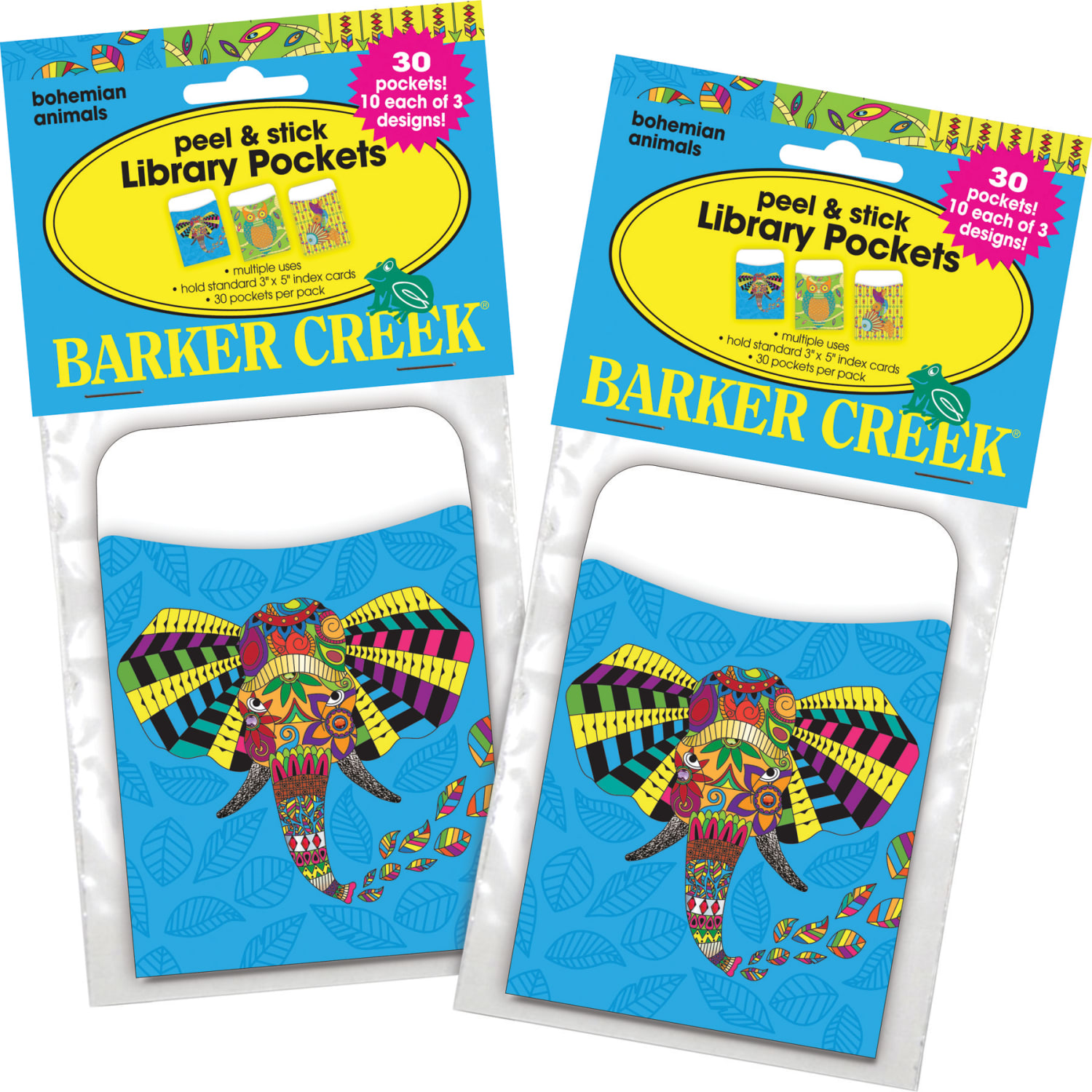 Barker Creek Peel & Stick Library Pockets, 3in x 5in, Boho Animals, Pack Of 60 Pockets - Image 6