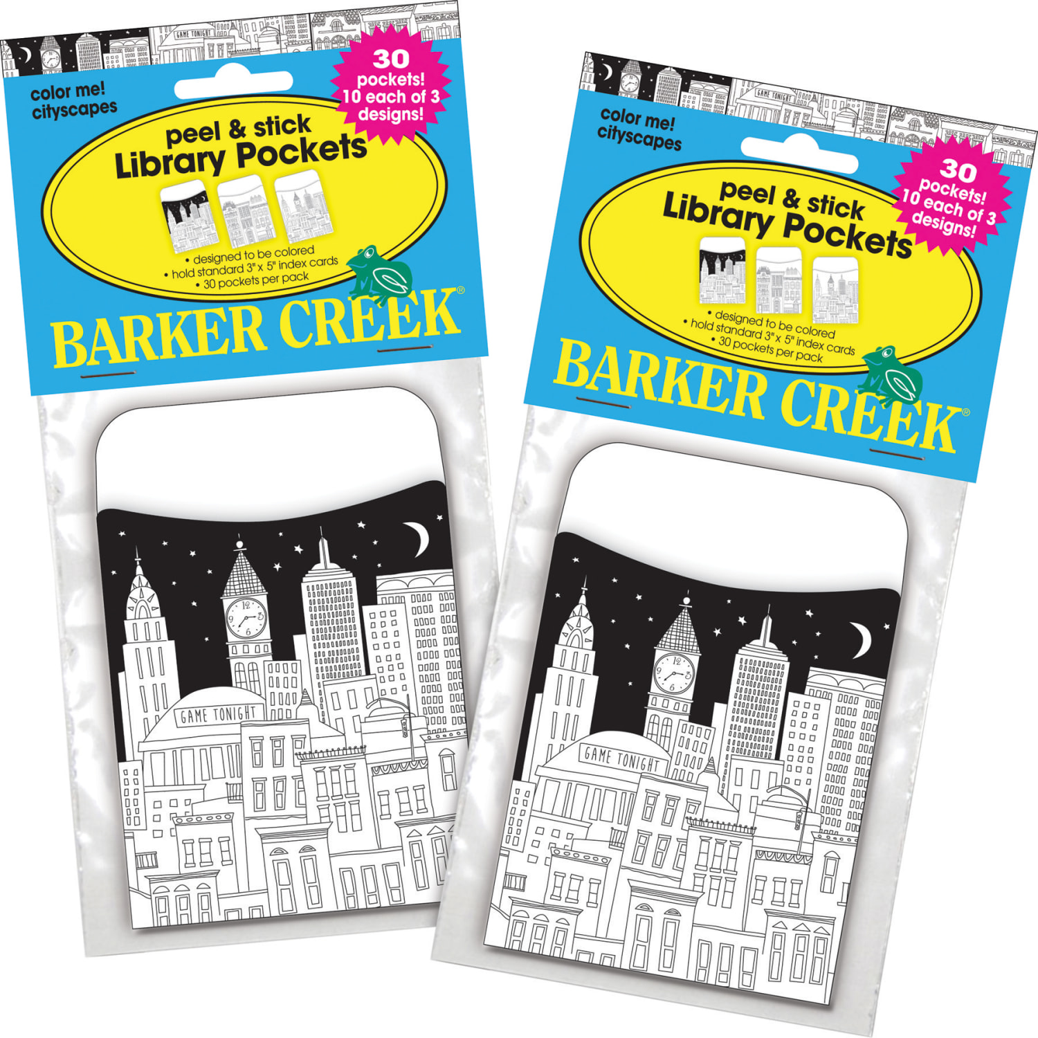 Barker Creek Peel & Stick Library Pockets, 3in x 5in, Color Me Cityscape, Pack Of 60 Pockets - Image 6