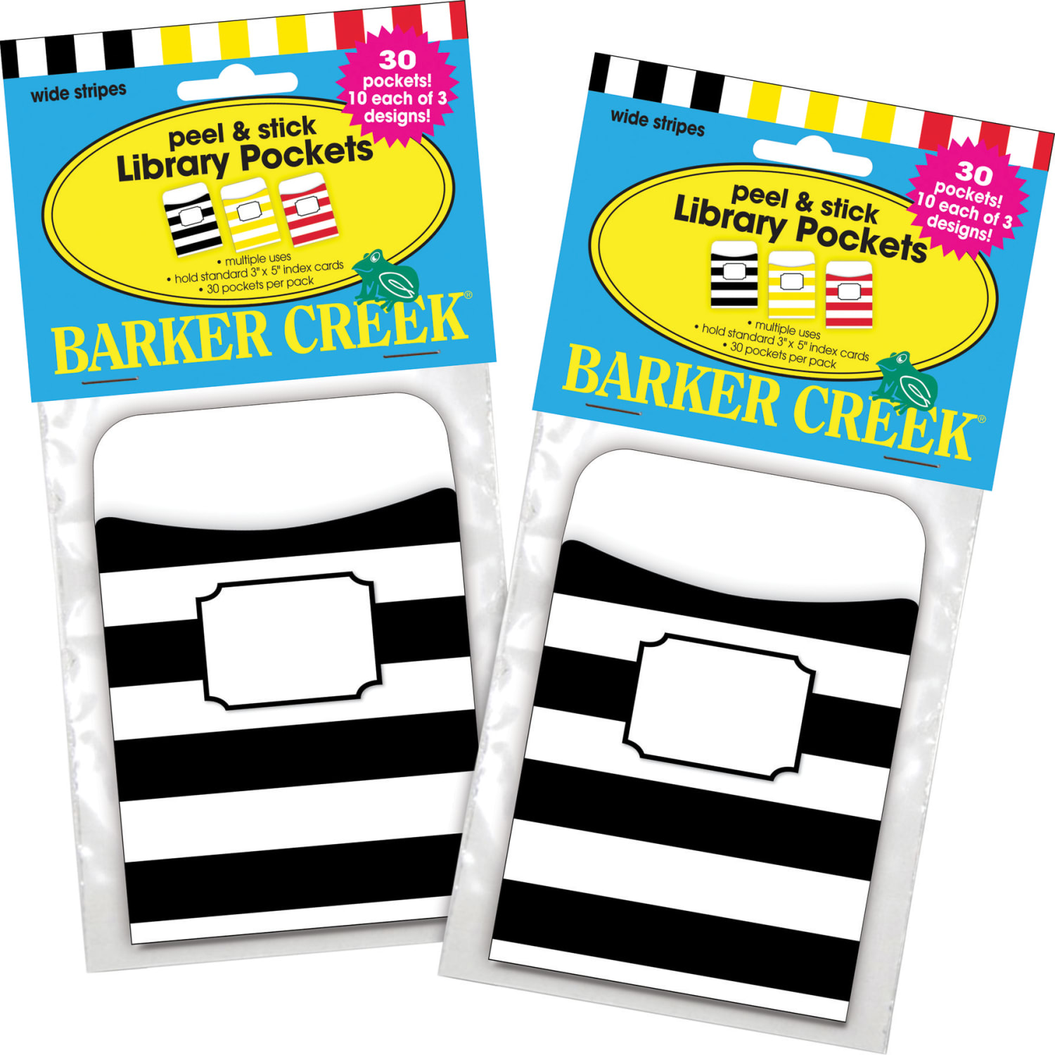 Barker Creek Peel & Stick Library Pockets, 3in x 5in, Wide Stripes, Pack Of 60 Pockets - Image 6