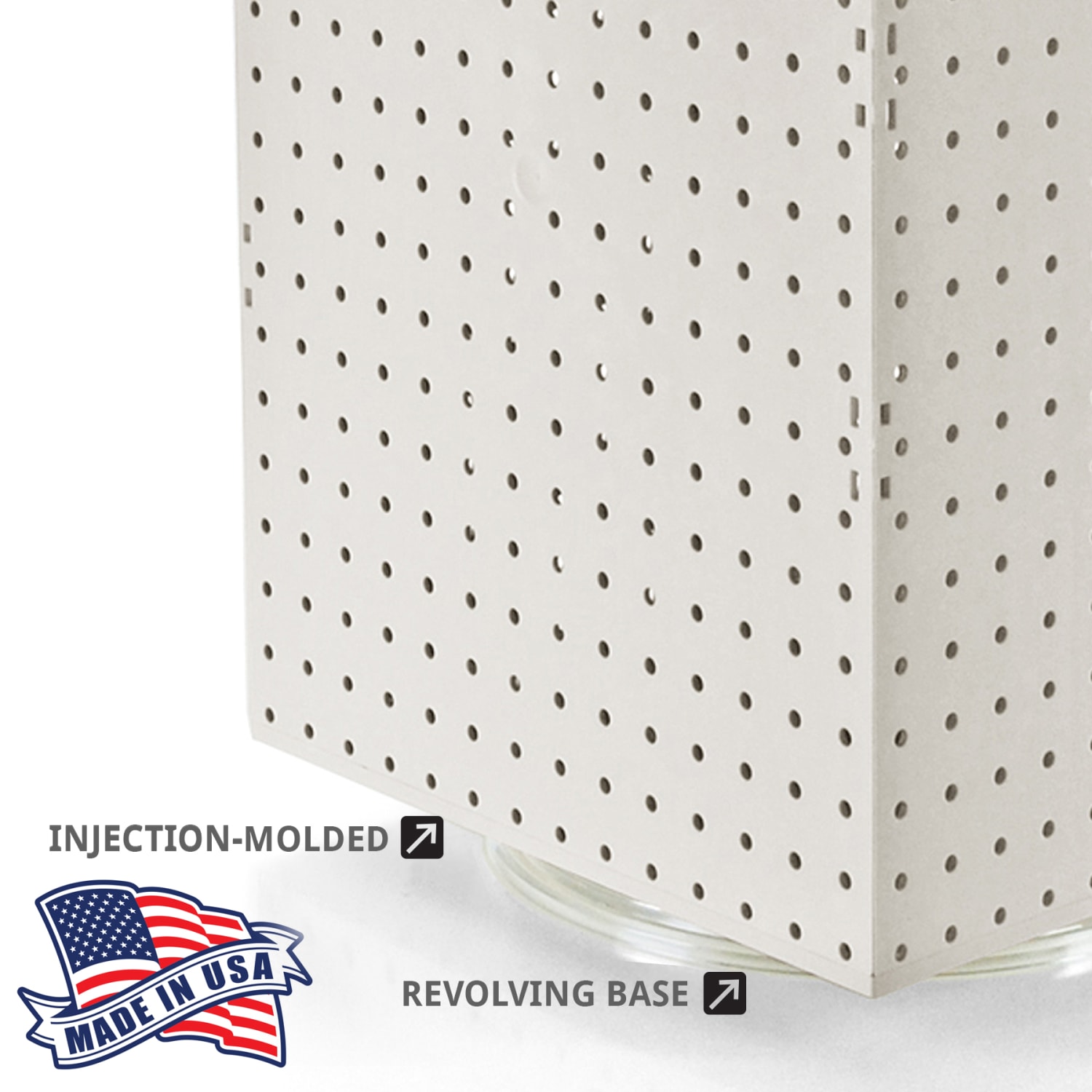 Azar Displays 4-Sided Revolving Pegboard Tabletop Display, 20inH x 14inW x 14inD, White - Image 3
