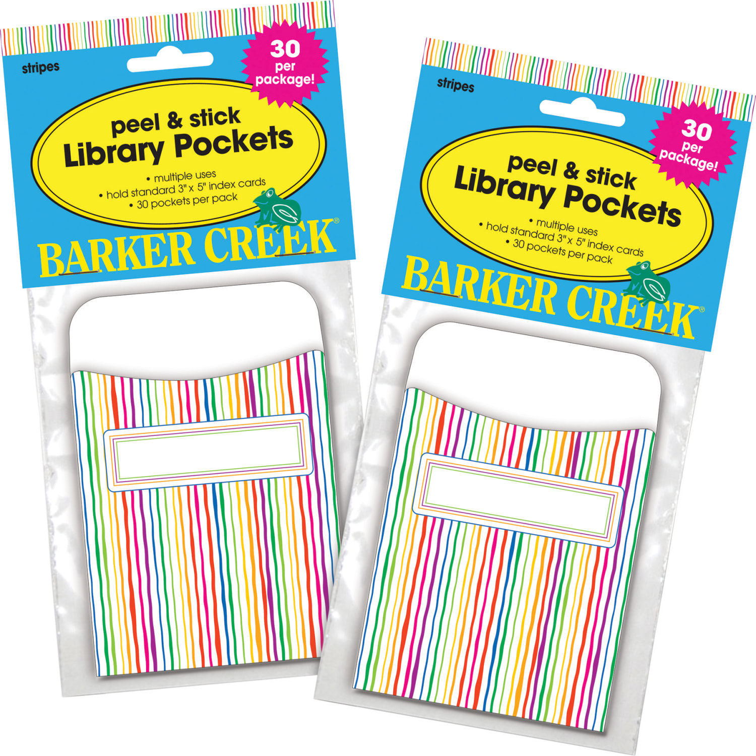 Barker Creek Peel & Stick Library Pockets, 3in x 5in, Stripes, Pack Of 60 Pockets - Image 4