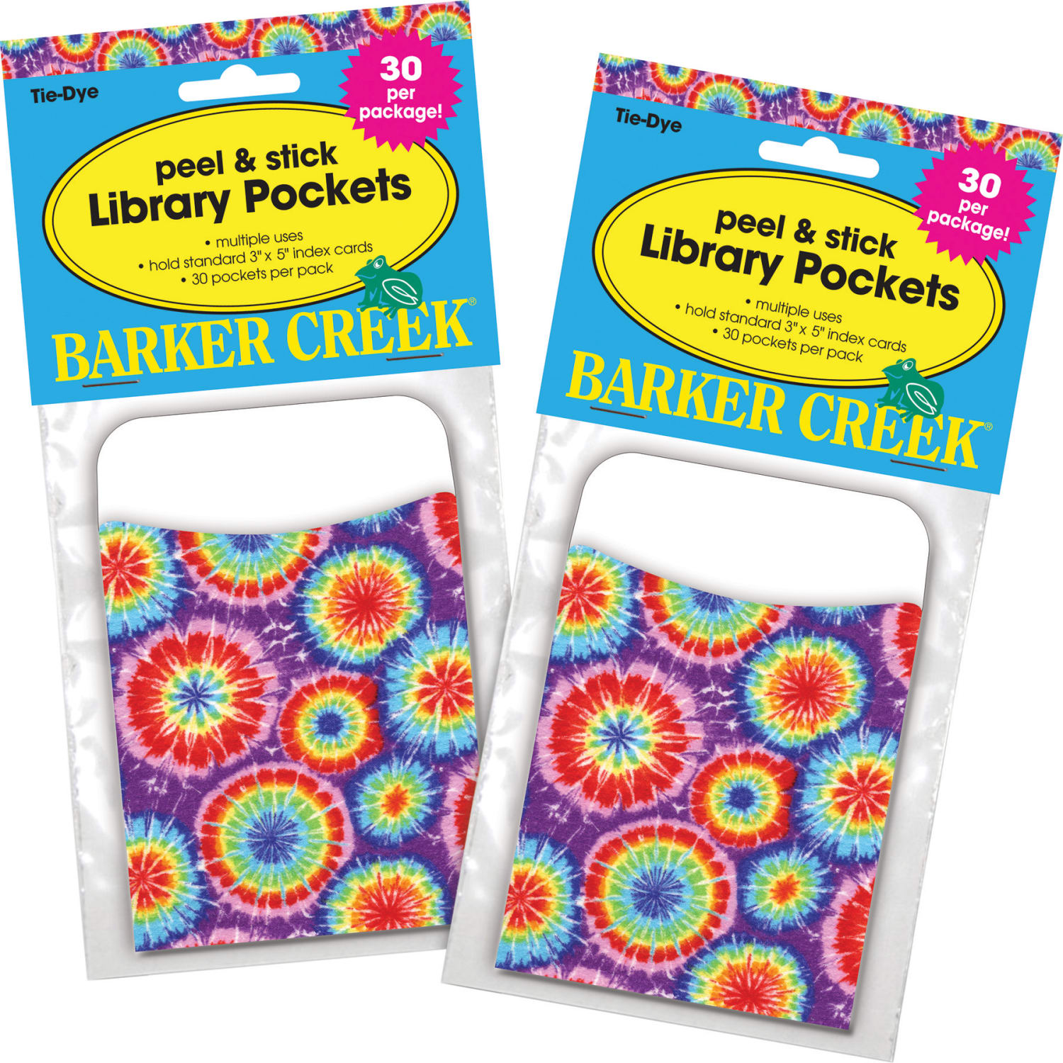 Barker Creek Peel & Stick Library Pockets, 3in x 5in, Tie Dye, Pack Of 60 Pockets - Image 4