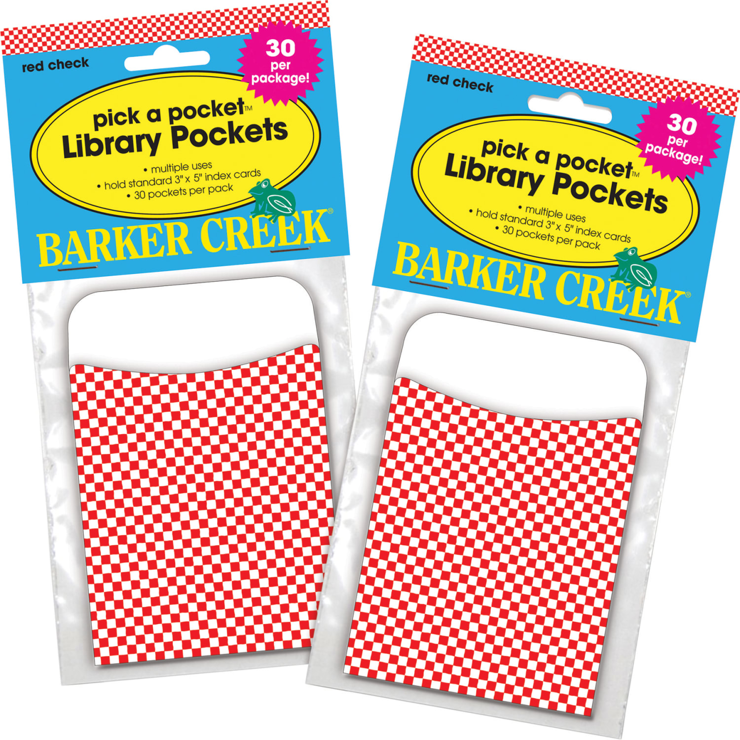 Barker Creek Library Pockets, 3in x 5 ", Check, Red/White, Pack Of 60 Pockets - Image 4