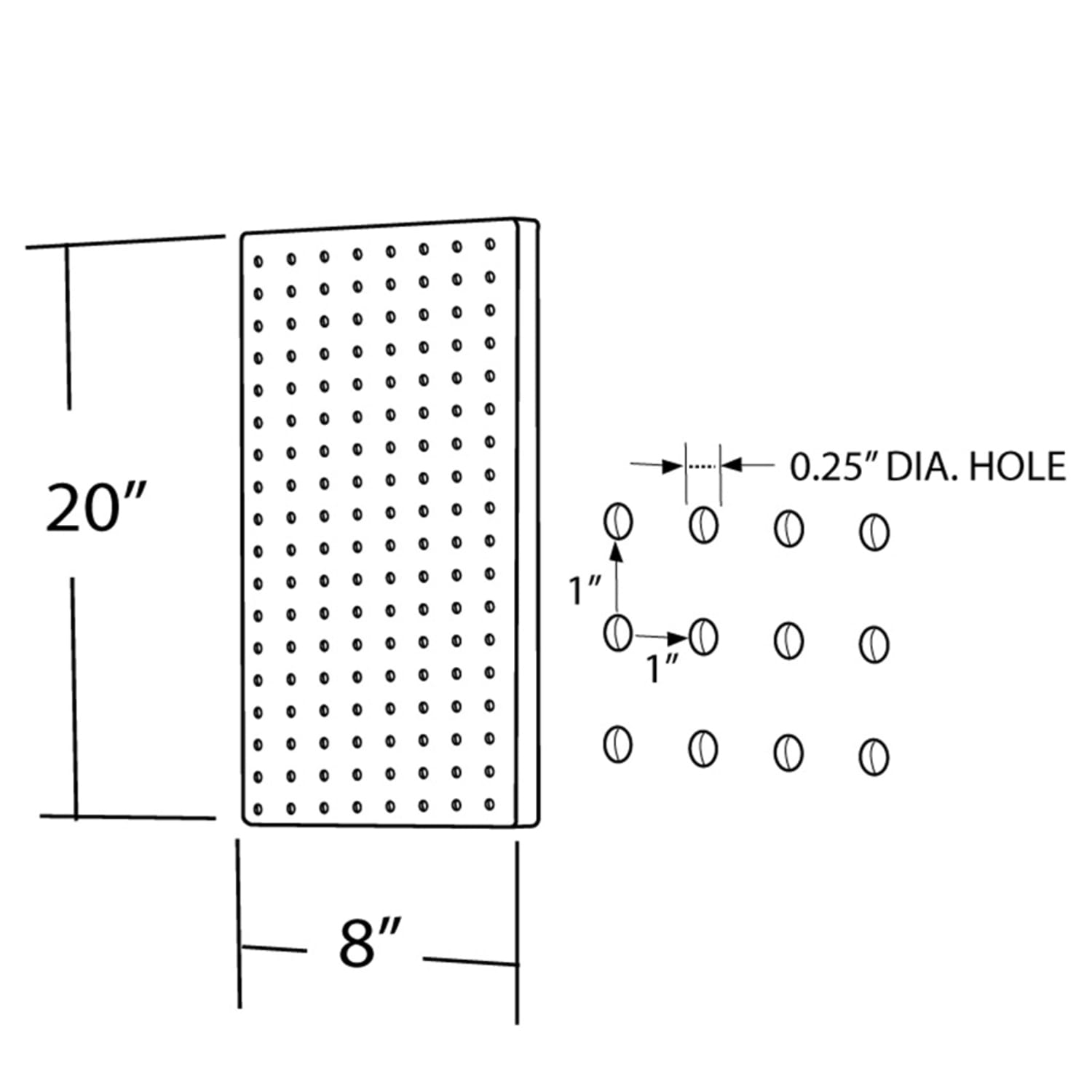 Azar Displays Pegboard Wall Panels, 20-5/8inH x 8inW x 7/8inD, Black, Pack Of 2 Panels - Image 3