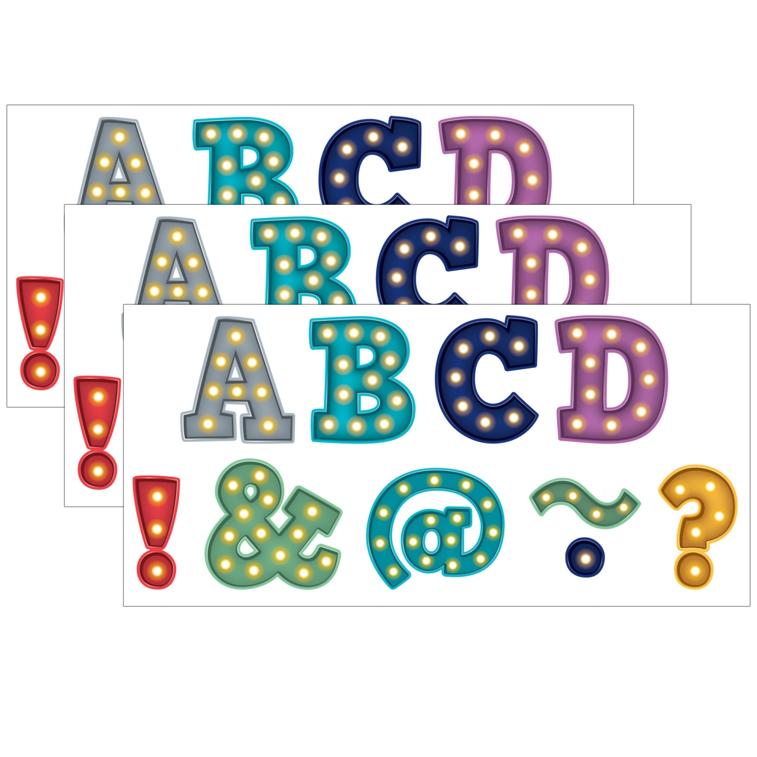Teacher Created Resources Magnetic Letters, 2in, Marquee Bold Block, 70 Pieces Per Pack, Set Of 3 Packs