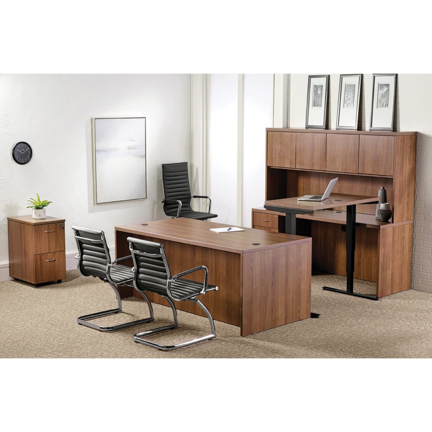 Lorell Chateau 36inW x 22inD Lateral 2-Drawer File Cabinet, Walnut - Image 5