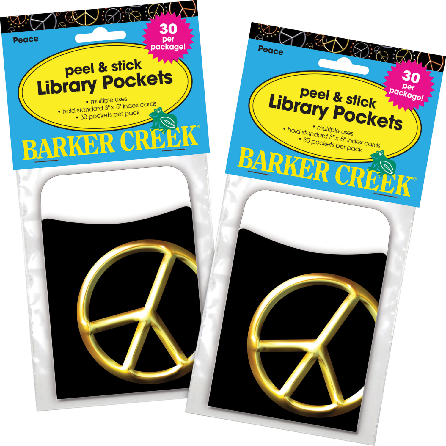 Barker Creek Peel & Stick Library Pockets, 3in x 5in, Peace, Pack Of 60 Pockets - Image 4