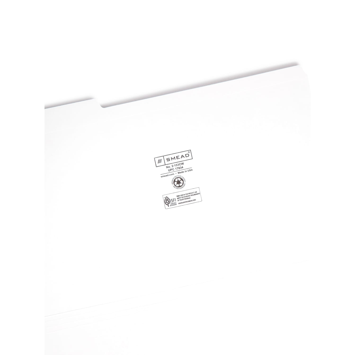 Smead 1/3-Cut 2-Ply Color File Folders, Legal Size, White, Box Of 100 - Image 4