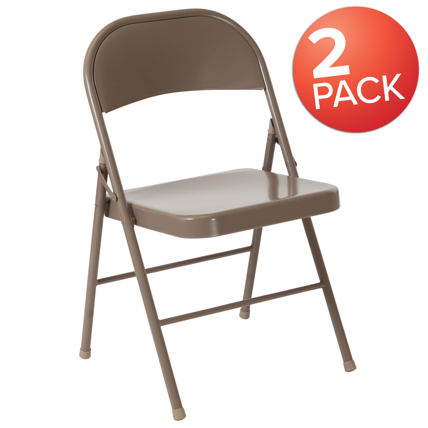 Flash Furniture HERCULES Series Double Braced Metal Folding Chairs, Beige, Set Of 2 Chairs - Image 3