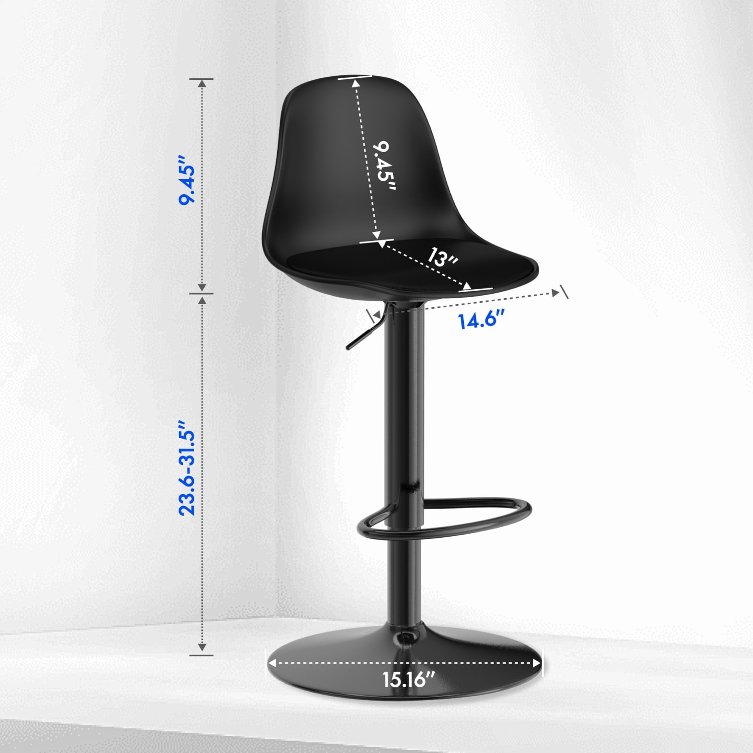 FlexiSpot BS1B Stool, Black, 31-1/2inH x 14-5/8inW x 13inD - Image 4