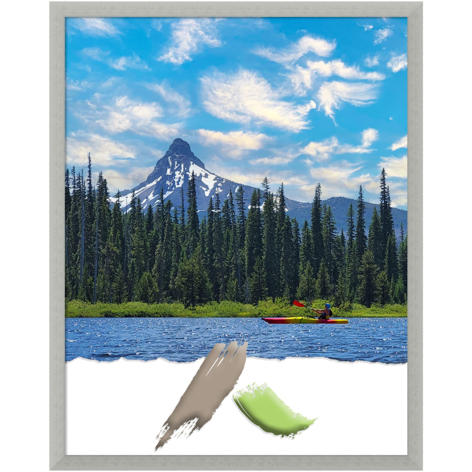 Amanti Art Wood Picture Frame, Opening Size 22in x 28in, 24in x 30in, Silver Leaf