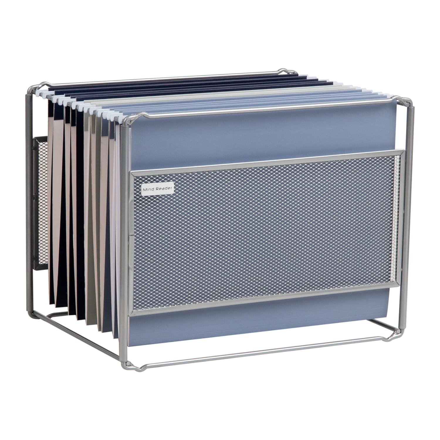 Mind Reader Hanging File Folder Organizer, 10-1/4inH x 9-3/4inW x 13inD, Silver
