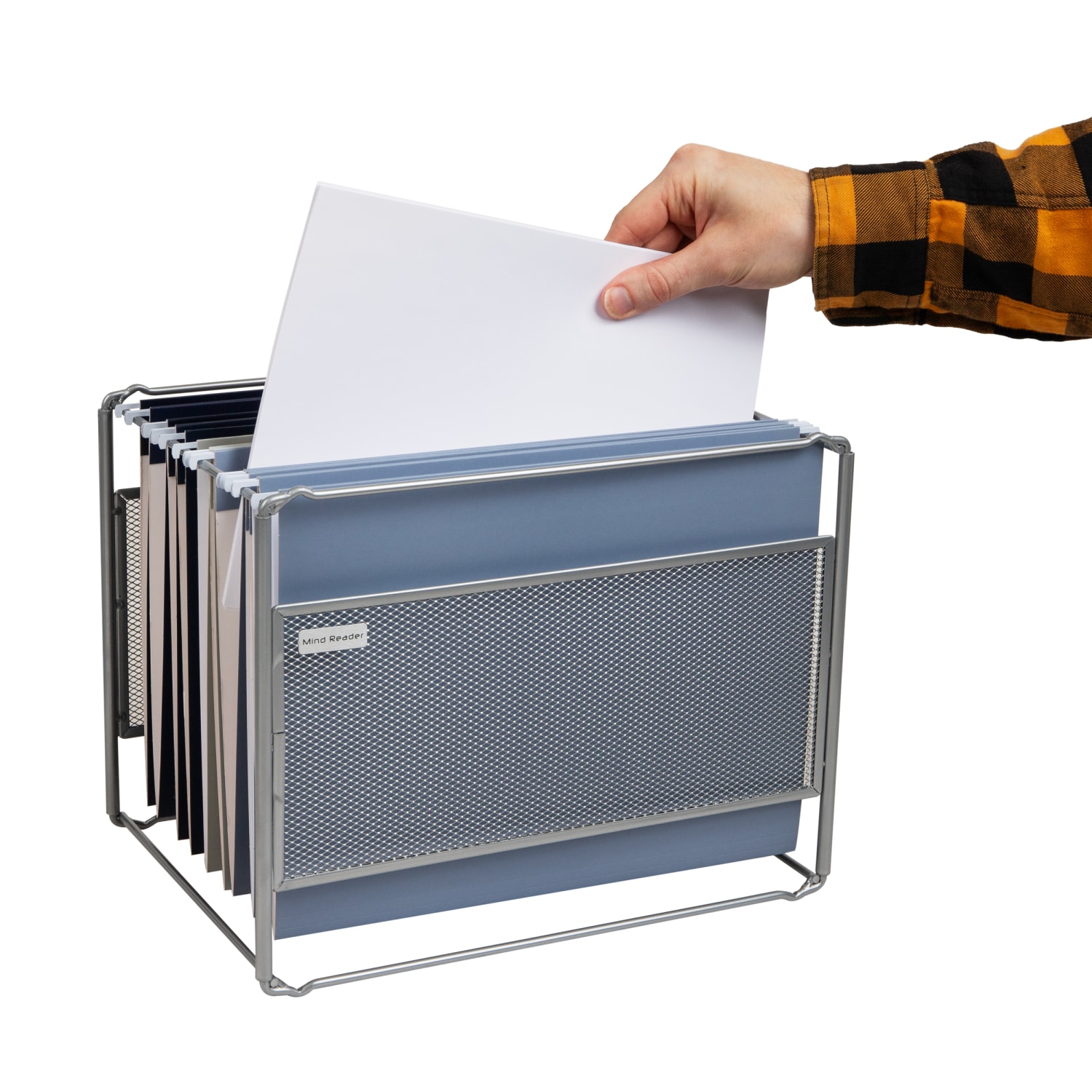 Mind Reader Hanging File Folder Organizer, 10-1/4inH x 9-3/4inW x 13inD, Silver - Image 5