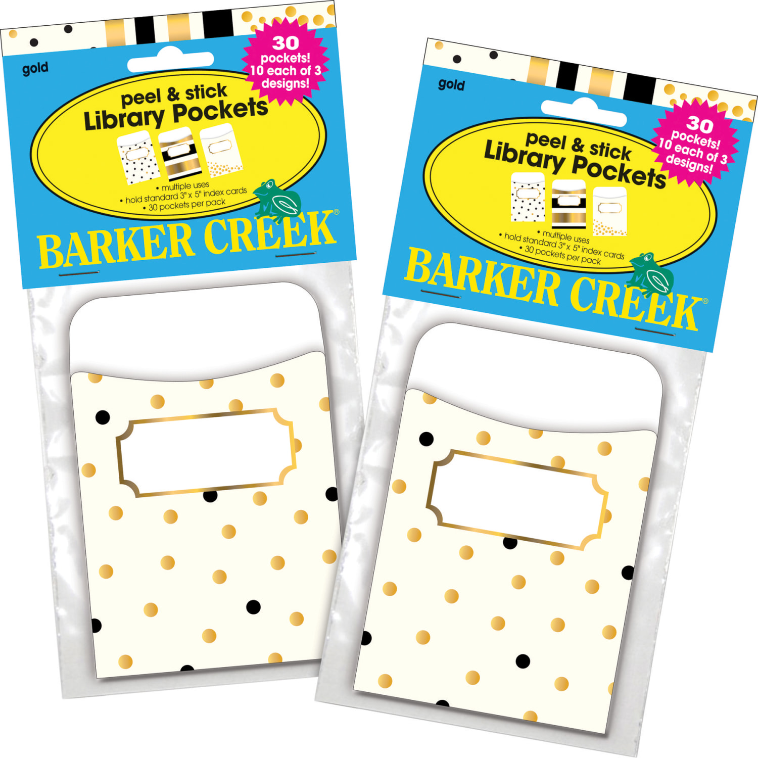 Barker Creek Peel & Stick Library Pockets, 3in x 5in, Gold, Pack Of 60 Pockets - Image 6