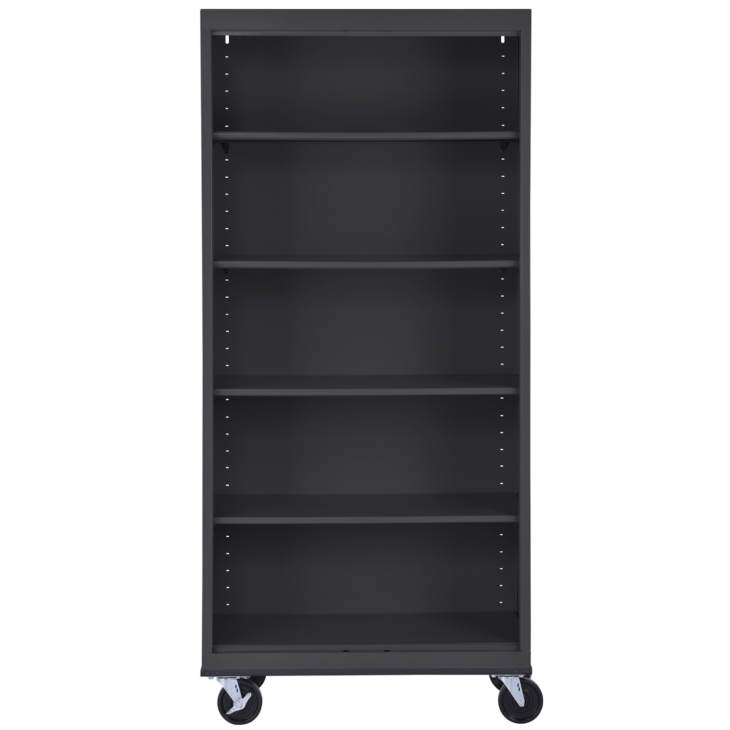 Sandusky Mobile Welded Steel Bookcase, 5-Shelf, 78inH x 36inW x 18inD, Black - Image 4