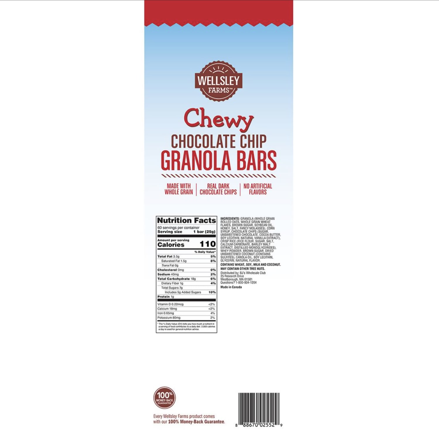 Wellsley Farms Chewy Chocolate Chip Granola Bars, .88 oz, 60 Count - Image 4
