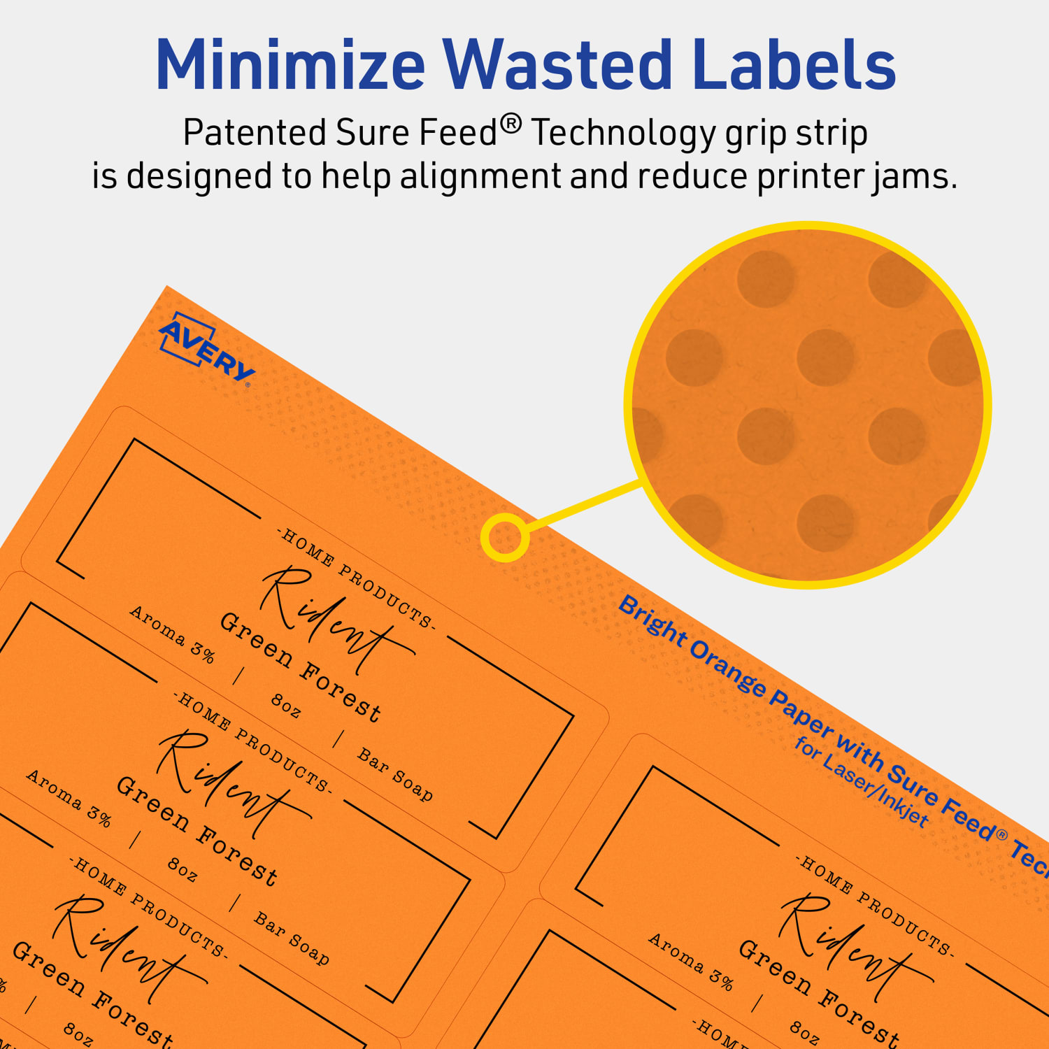 Avery Printable Labels With Sure Feed Technology, 94206-BOP10, Rectangle, 1-1/3in x 4in, Matte Bright Orange, Pack of 140 - Image 5