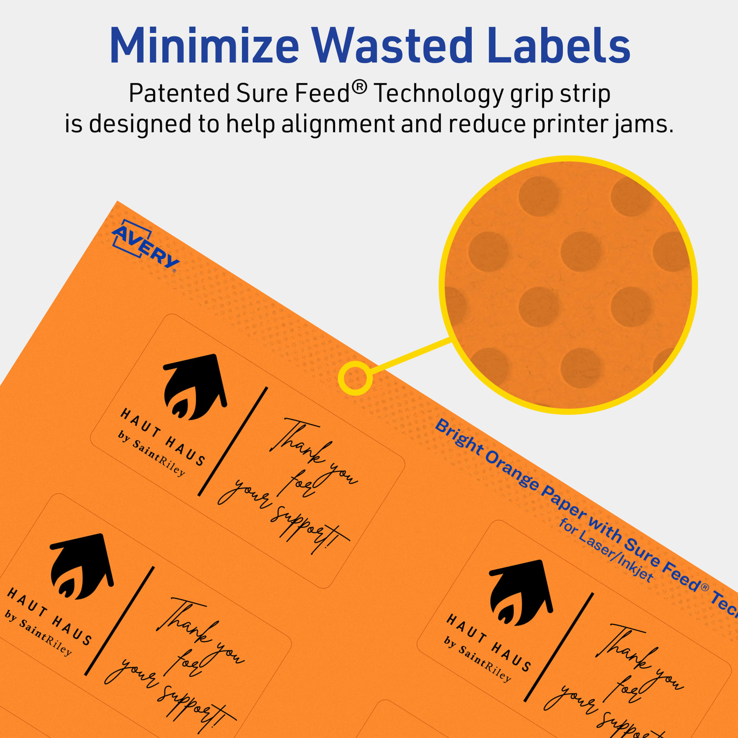 Avery Print-To-The-Edge Labels With Sure Feed Technology And Easy Peel, 94230-BOP40, Rectangle, 1-1/2in x 2-3/4in, Matte Bright Orange, Pack of 400 - Image 5