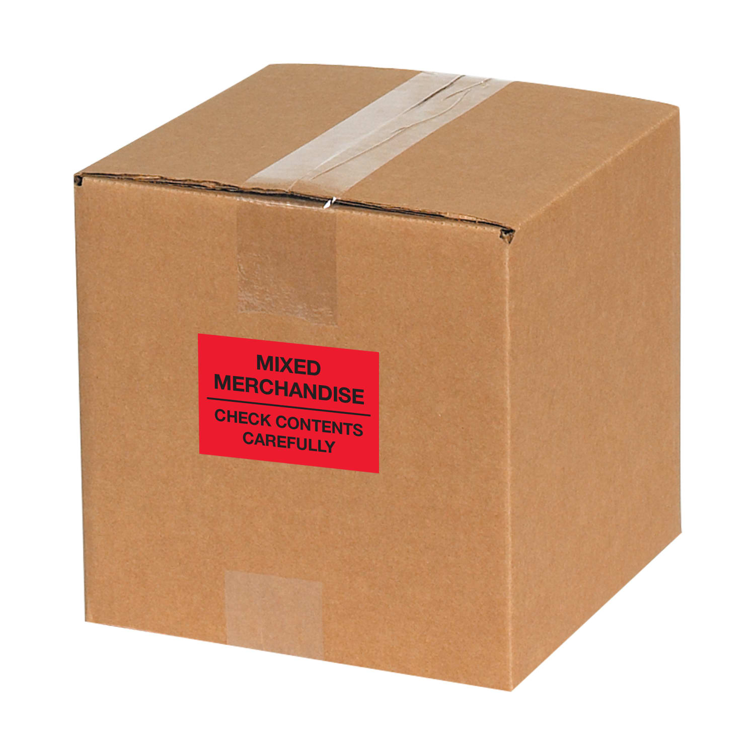 Tape Logic Preprinted Labels, "Mixed Merchandise Check Contents Carefully", DL1621, Rectangle, 2in x 3in, Fluorescent Red, Roll Of 500 Labels - Image 3
