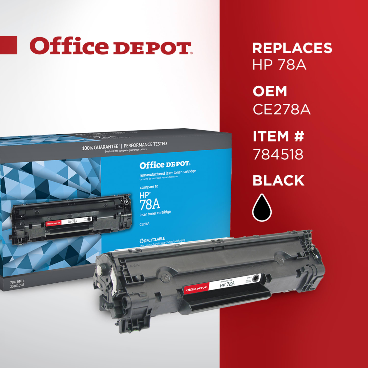 Office Depot Remanufactured Black Toner Cartridge Replacement For HP 78A - Image 6