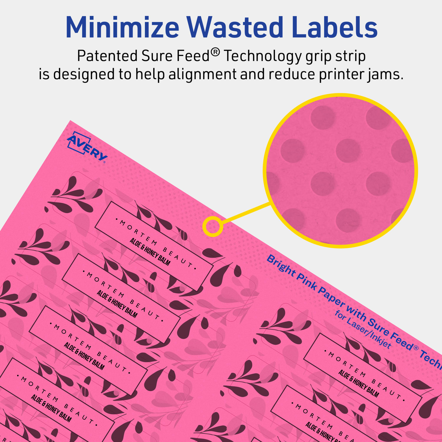 Avery Print-To-The-Edge Labels With Sure Feed Technology And Easy Peel, 94217-BPP80, Rectangle, 3/4in x 3-1/2in, Matte Bright Pink, Pack of 1600 - Image 5