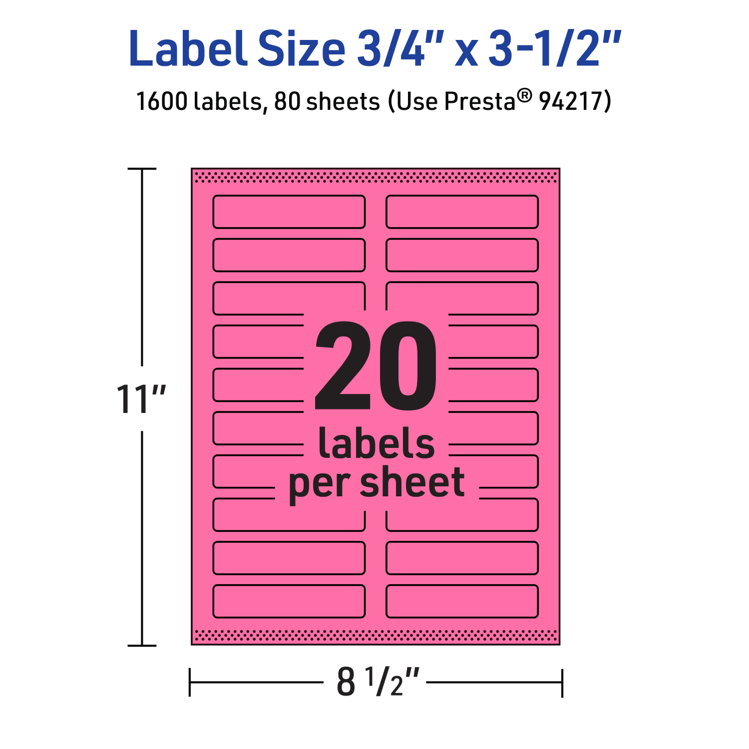 Avery Print-To-The-Edge Labels With Sure Feed Technology And Easy Peel, 94217-BPP80, Rectangle, 3/4in x 3-1/2in, Matte Bright Pink, Pack of 1600 - Image 6