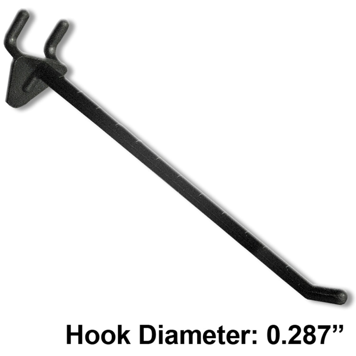 Azar Displays Glass-Filled Nylon Hooks For Pegboards, 8in, Black, Pack Of 50 Hooks - Image 3
