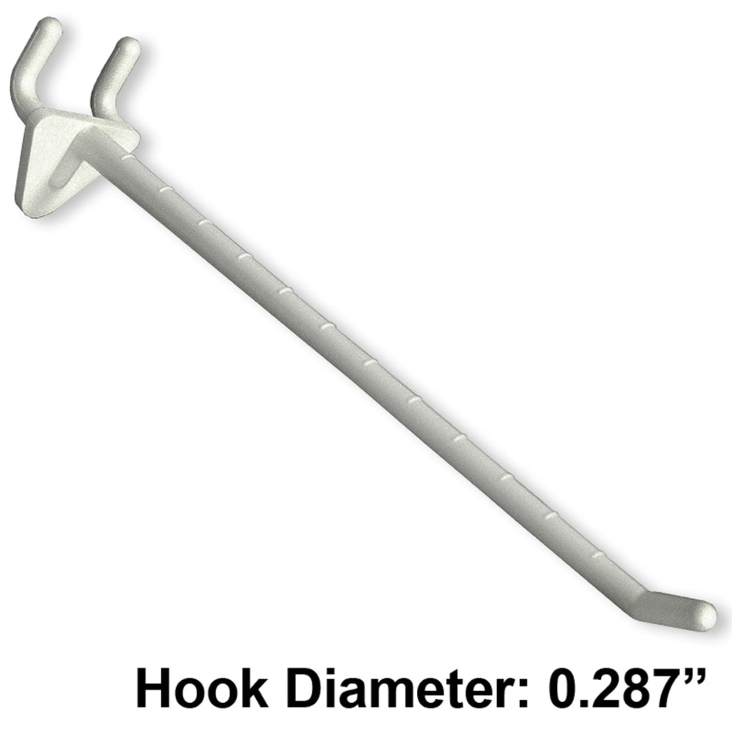 Azar Displays Glass-Filled Nylon Hooks For Pegboards, 8in, White, Pack Of 50 Hooks - Image 3