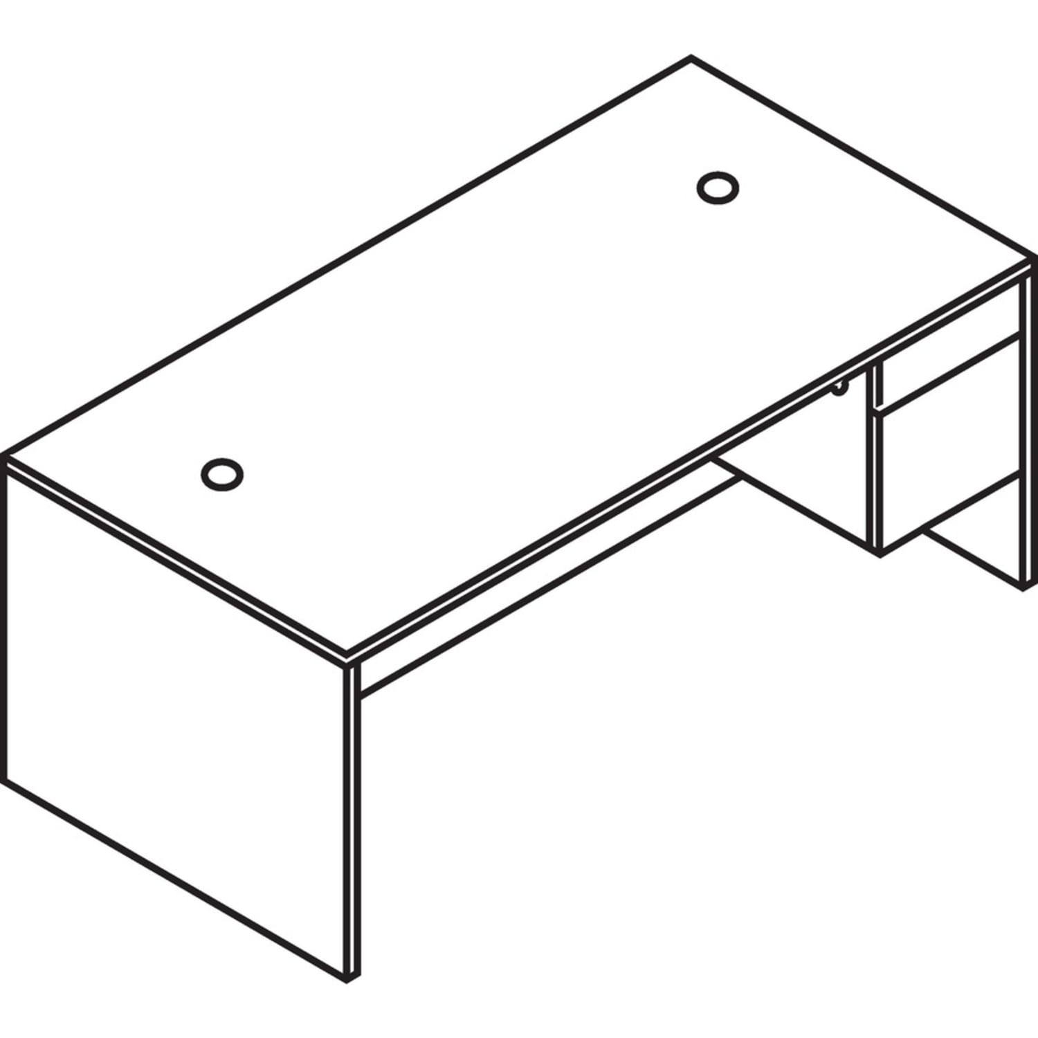 HON 10500 72inW 2-Drawer Right-Pedestal Computer Desk, Sterling Ash - Image 5
