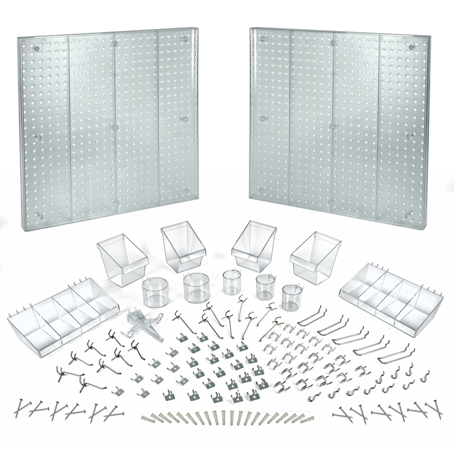 Azar Displays 125-Piece Pegboard Organizer Kit, 24in x 48in, Clear - Image 4