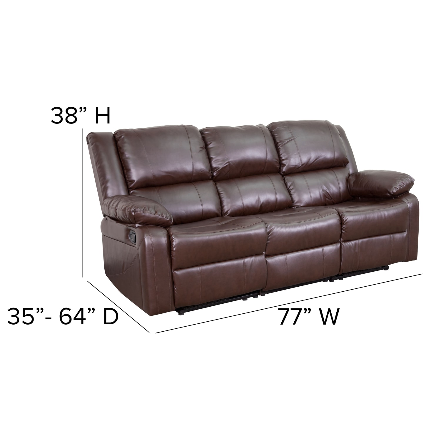 Flash Furniture Harmony Series LeatherSoft Faux Leather Sofa With 2 BuiltIn Recliners Brown PopularChairscom Flash Furniture Harmony Series LeatherSoft Faux Leather Sofa With 2 Built In Recliners Brown PopularChairscom