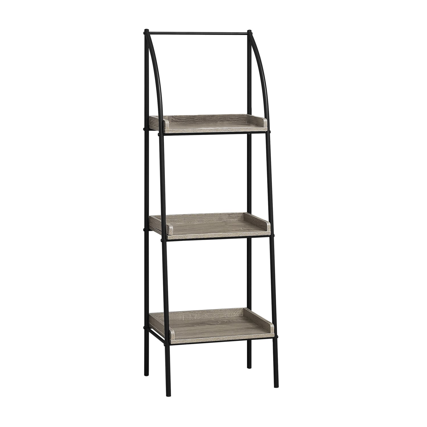 Monarch Specialties 48inH 3-Shelf Backless Metal Bookcase, Dark Taupe/Black - Image 3