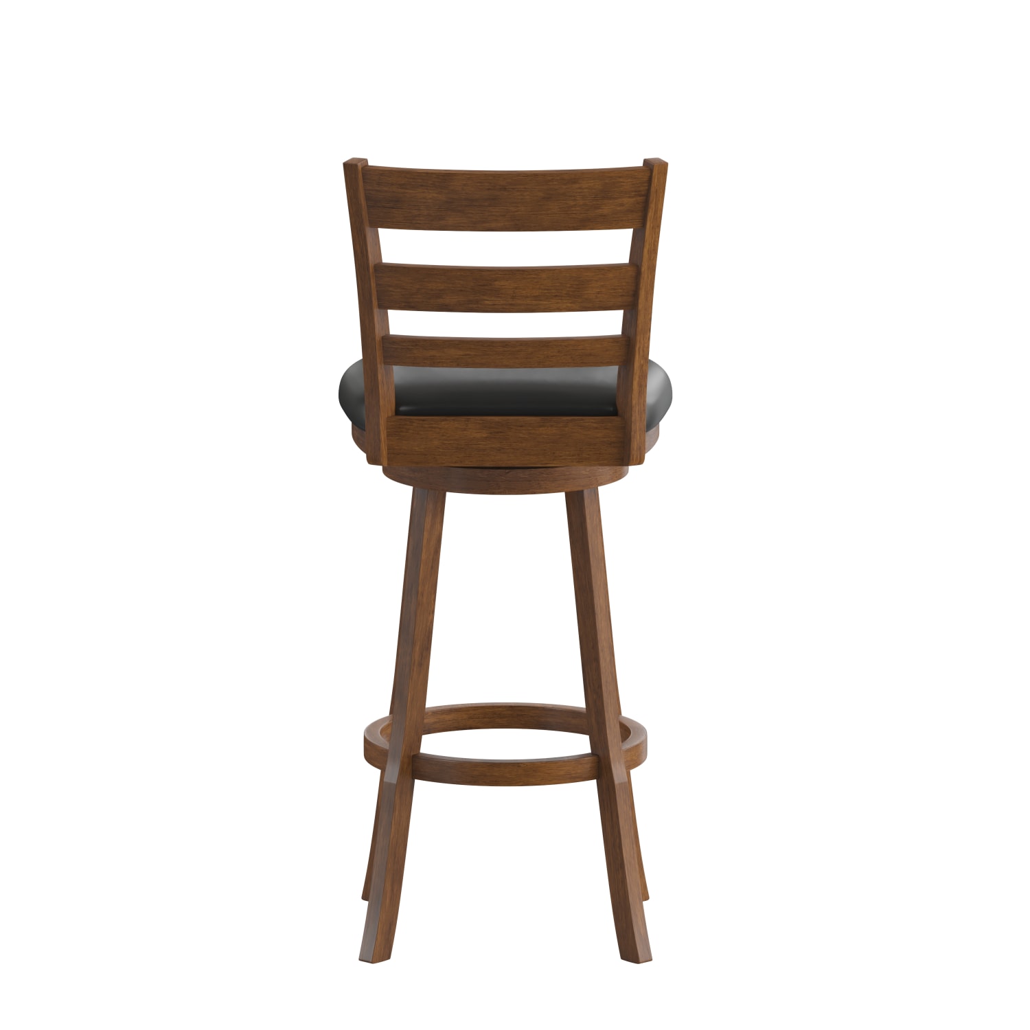 Flash Furniture Zerrick Commercial Grade Wood Classic Ladderback Swivel Bar Barstool with Padded, Upholstered Seat, Black Vinyl/Antique Oak Frame - Image 9