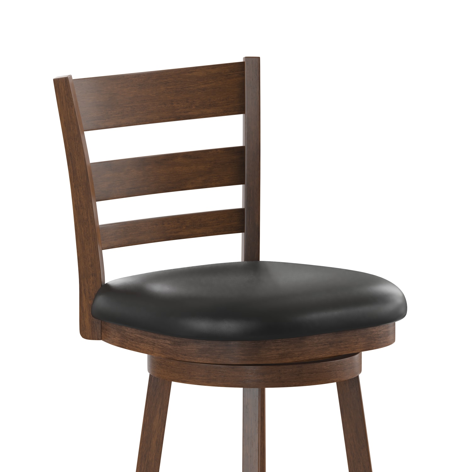 Flash Furniture Zerrick Commercial Grade Wood Classic Ladderback Swivel Bar Barstool with Padded, Upholstered Seat, Black Vinyl/Antique Oak Frame - Image 12