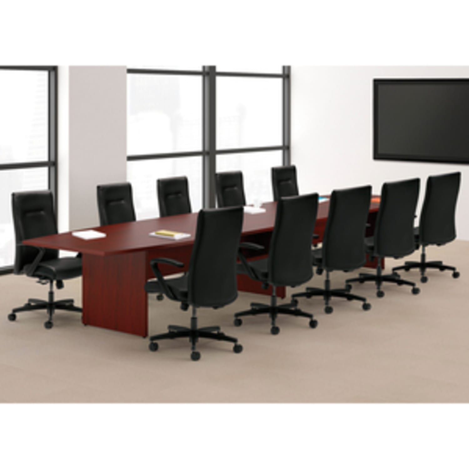 HON Preside Boat-Shaped Conference Table Panel Base, Mahogany, Carton Of 2 - Image 3