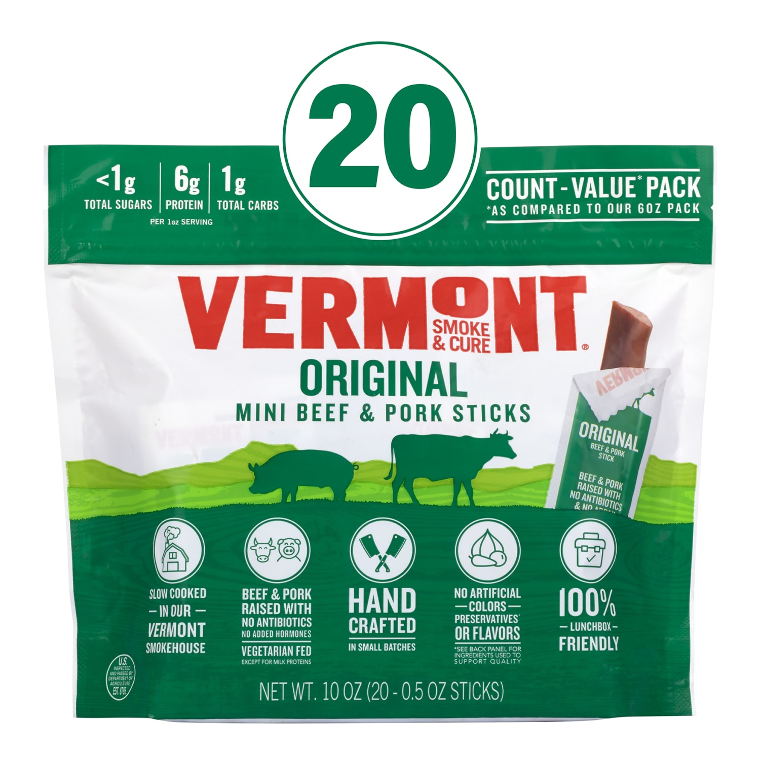 Vermont Smoke & Cure Original Flavor Mini Snack Sticks, 0.5 Oz, Pack Of 20 Sticks - Image 3