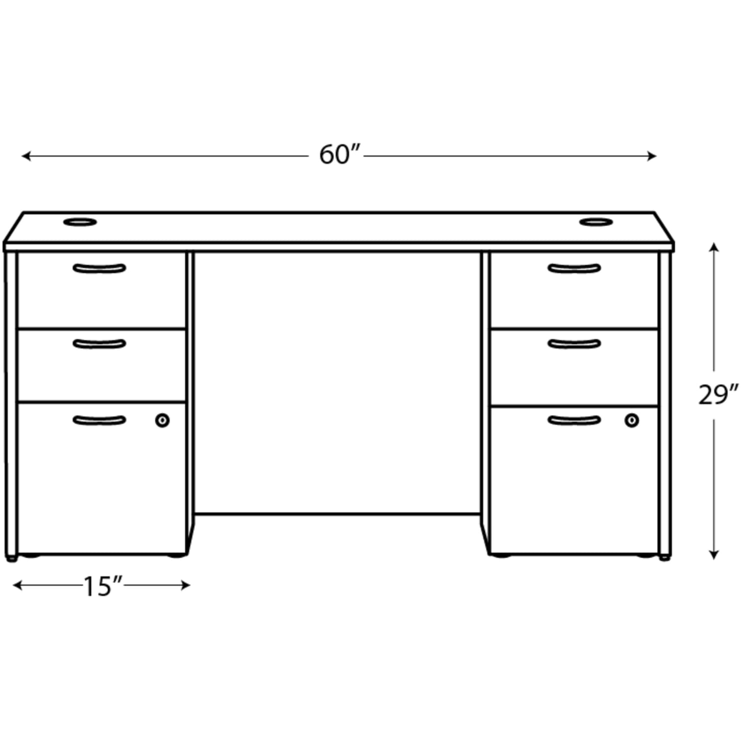 HON Mod 60inW Double-Pedestal Computer Desk, Java Oak - Image 4